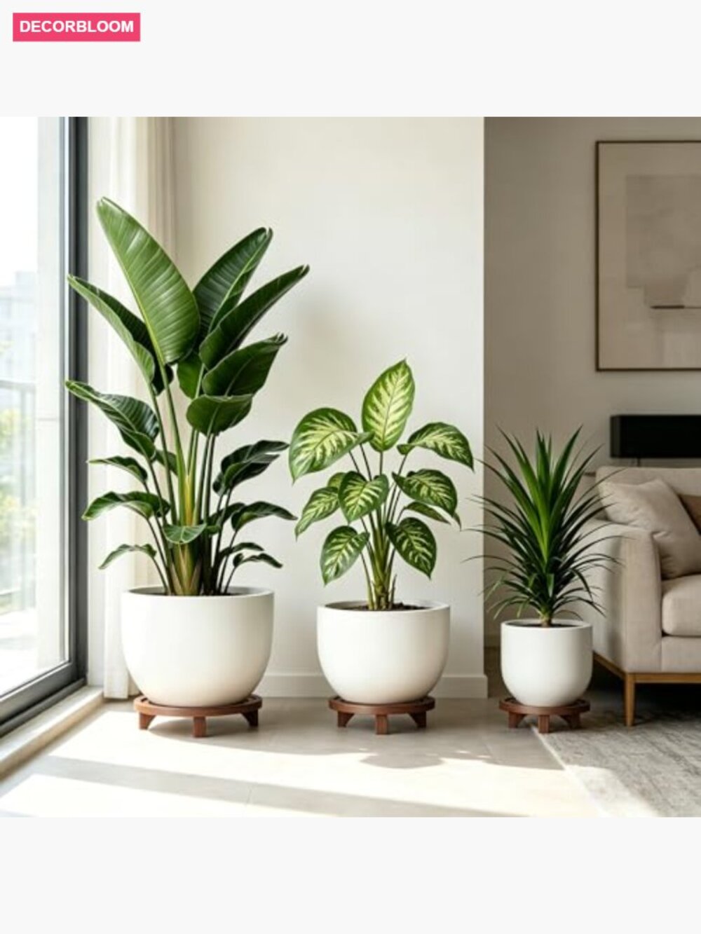 3-Pack Wooden Plant Stands Indoor Pedestal Riser Set of 3 - Picture 2 of 7